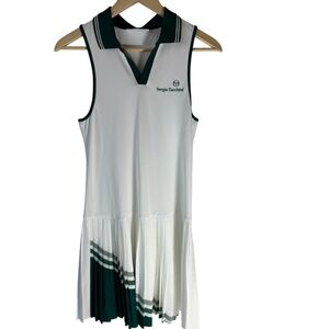 Sergio Taccini NWOT White/Green Knife Pleat Mini Dress Sz S